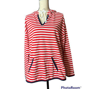 New Crown & Ivy Hoodie Lounger in Red White and Blue Trim Size Medium